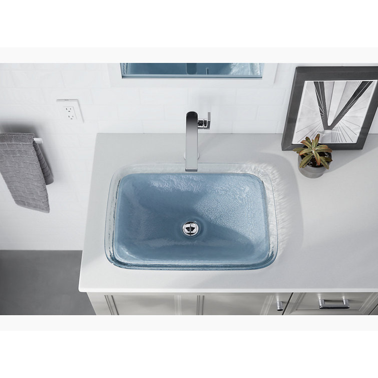 Translucent Dusk Rectangular Glass Above-Counter Bathroom Sink
