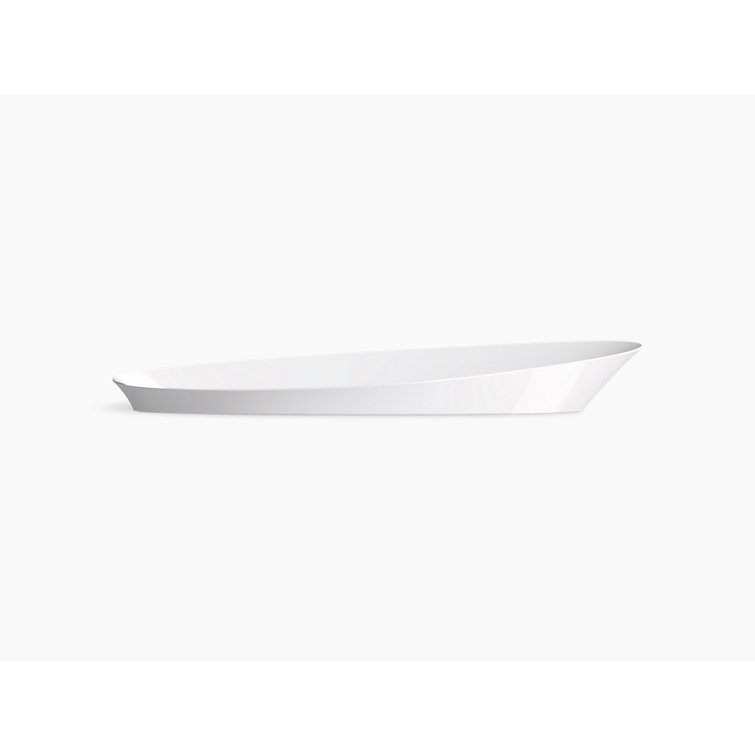 Veil Trough-Style White Ceramic Vessel Bathroom Sink