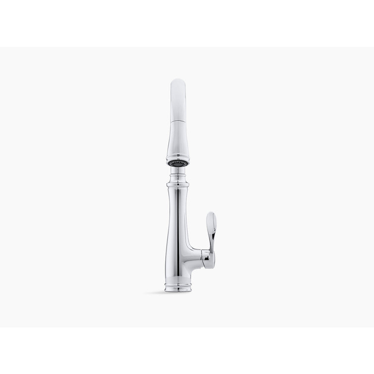 Polished Chrome Pull-Down Kitchen Faucet with Spray