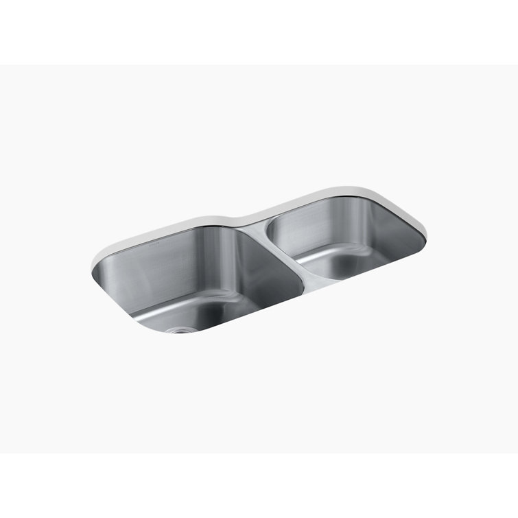 Stainless Steel Double Offset Bowl Undermount Kitchen Sink