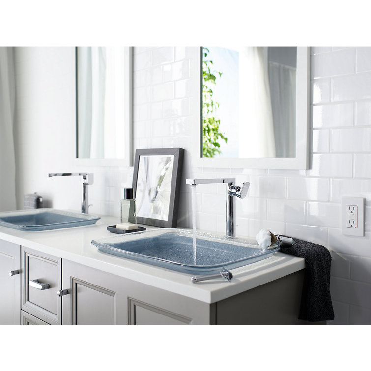 Translucent Dusk Rectangular Glass Above-Counter Bathroom Sink
