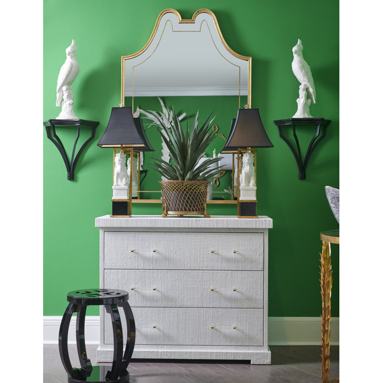 White Raffia 44'' Wide 3-Drawer Dresser