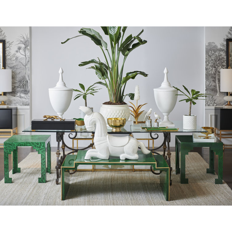 Chelsea House Malachite Wood Cut Corner End Table