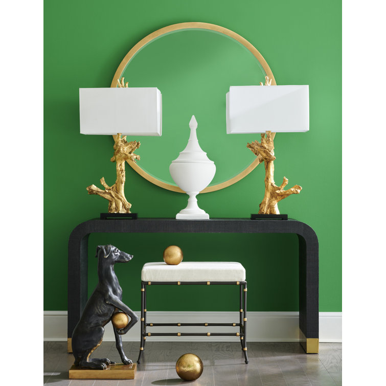 Elegant Waterfall 60'' Black Wood and Metal Console Table
