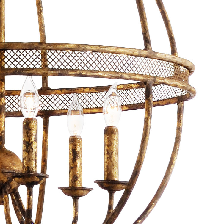Tuscan Aged Iron 6-Light Geometric Sphere Chandelier