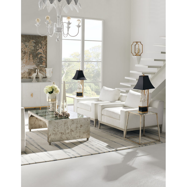 Silver Metal and Glass Rectangular End Table