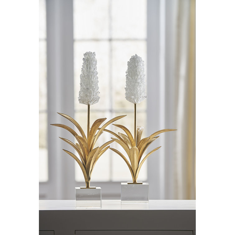 Transitional White Hyacinth Metal Figurine - 23.5" Height
