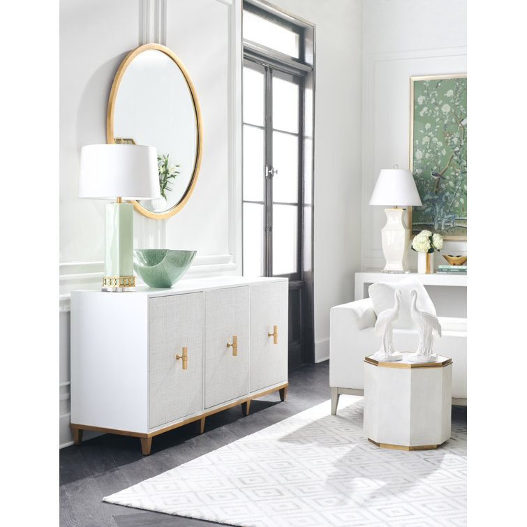 Blue Metal and Marble Octagonal End Table