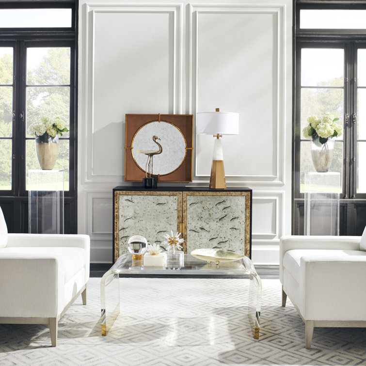 Contemporary Acrylic Waterfall Coffee Table with Nickel Feet