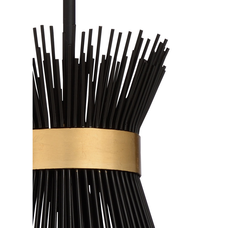 Quimby Black and Gold Leaf Iron Pendant Light