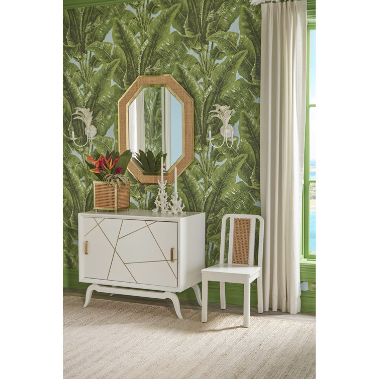 Sinatra White and Yarmouth Blue 42'' Polished Brass Bar Cabinet