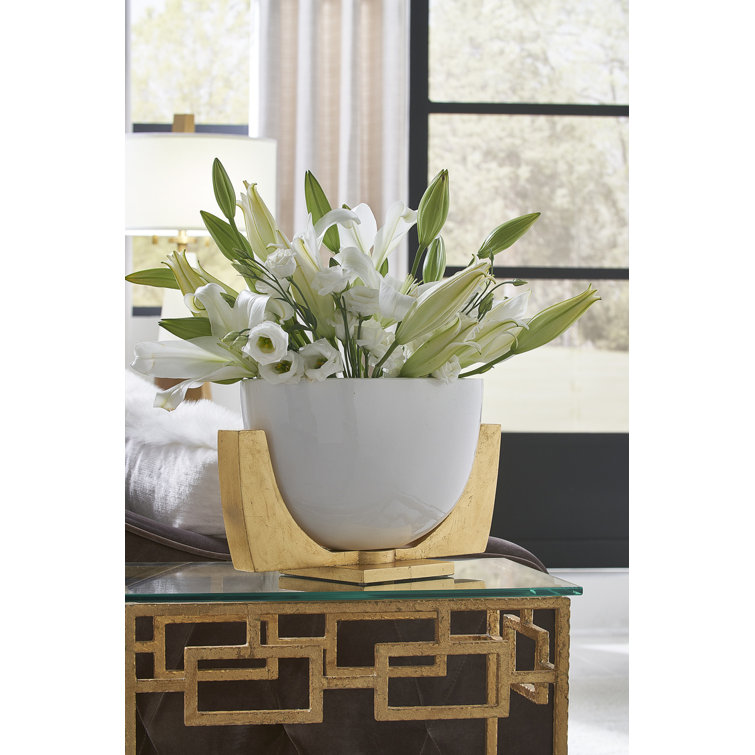 Gloss White Porcelain Bowl with Gold Stand