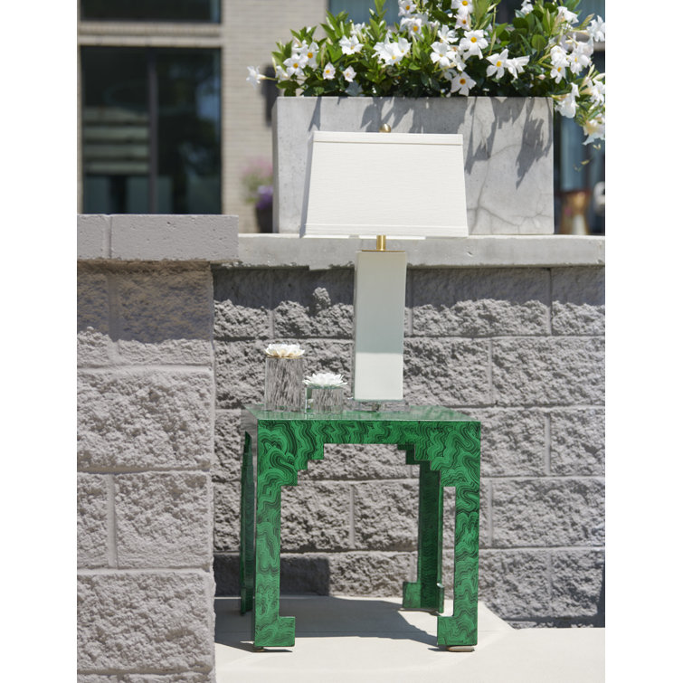 Chelsea House Malachite Wood Cut Corner End Table