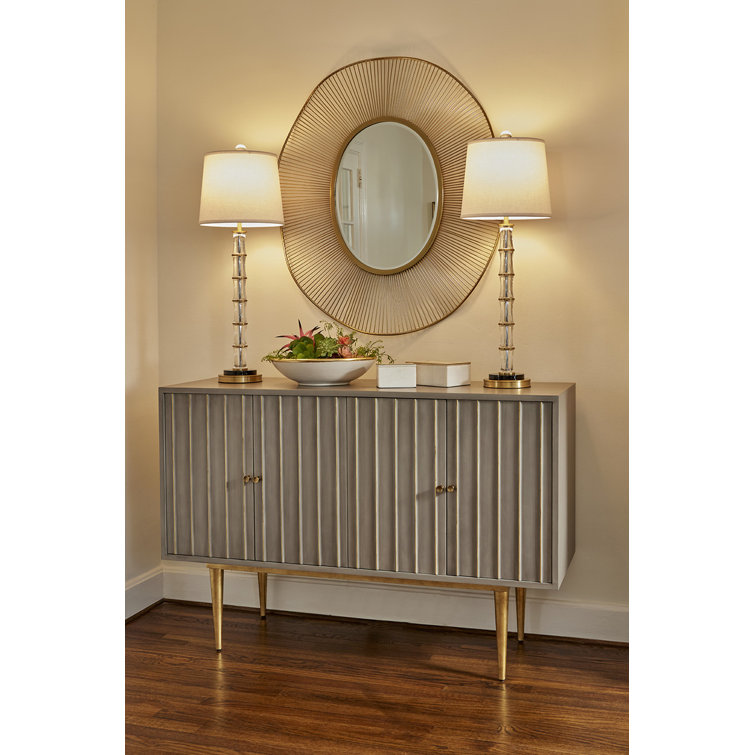 Delphine Antique Gold Leaf Accented Gray 54'' Sideboard