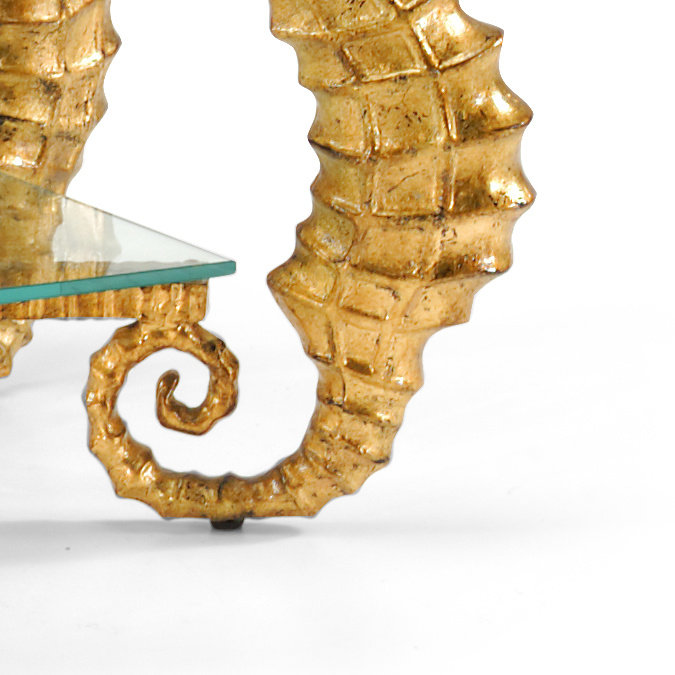 Wildwood Gold Leaf Seahorse 48" Glass-Top Coffee Table