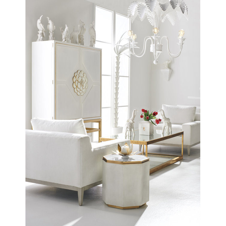 White and Gold Lotus Steel Candle Holders, Set of 2