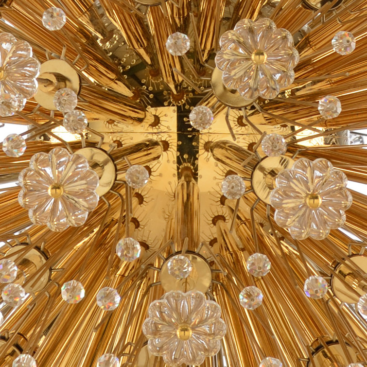 Lolita 16-Light Polished Brass and Crystal Flower Chandelier