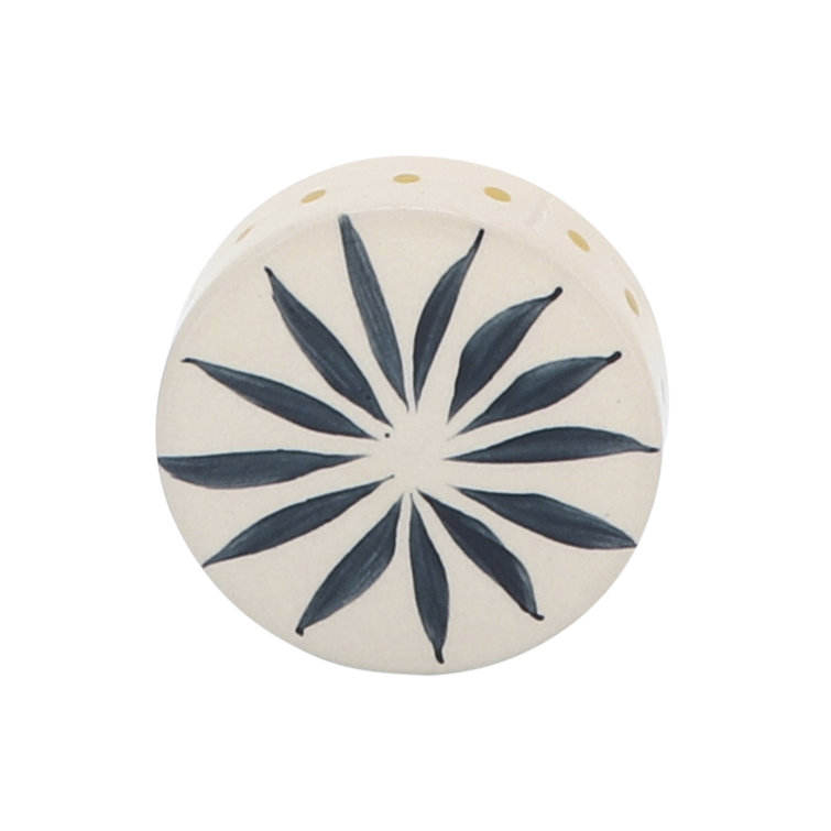 Kristie 10'' Yellow and White Hand Painted Ceramic Vase