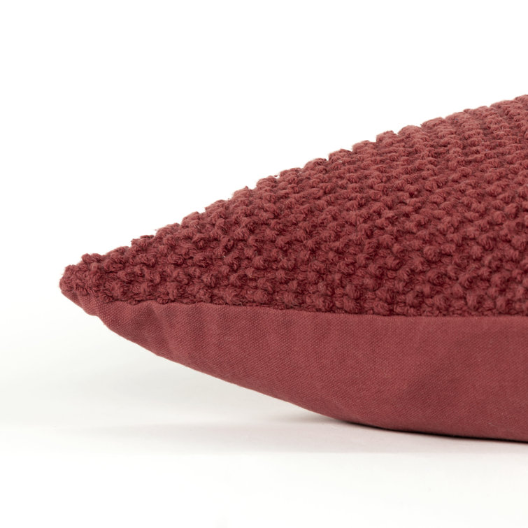 Deep Merlot Textured Cotton Square Throw Pillow