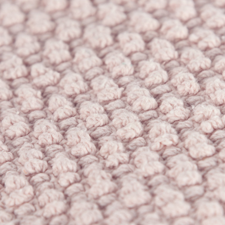Blush Cotton Textured Square Throw Pillow with Zipper Closure