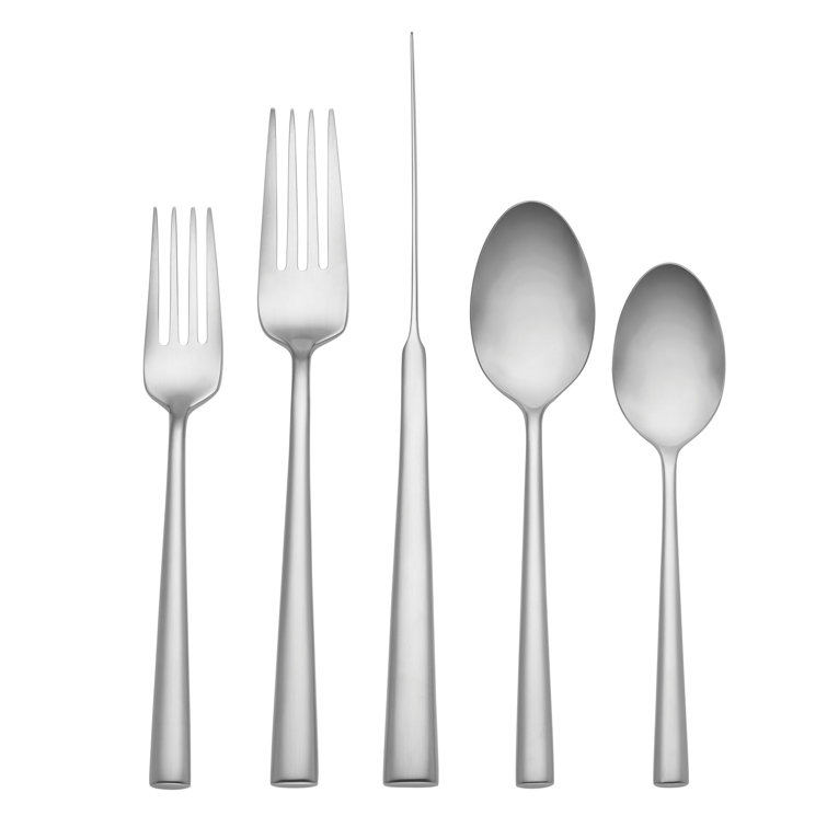 Industrial Stainless Steel 5-Piece Flatware Set in Silver
