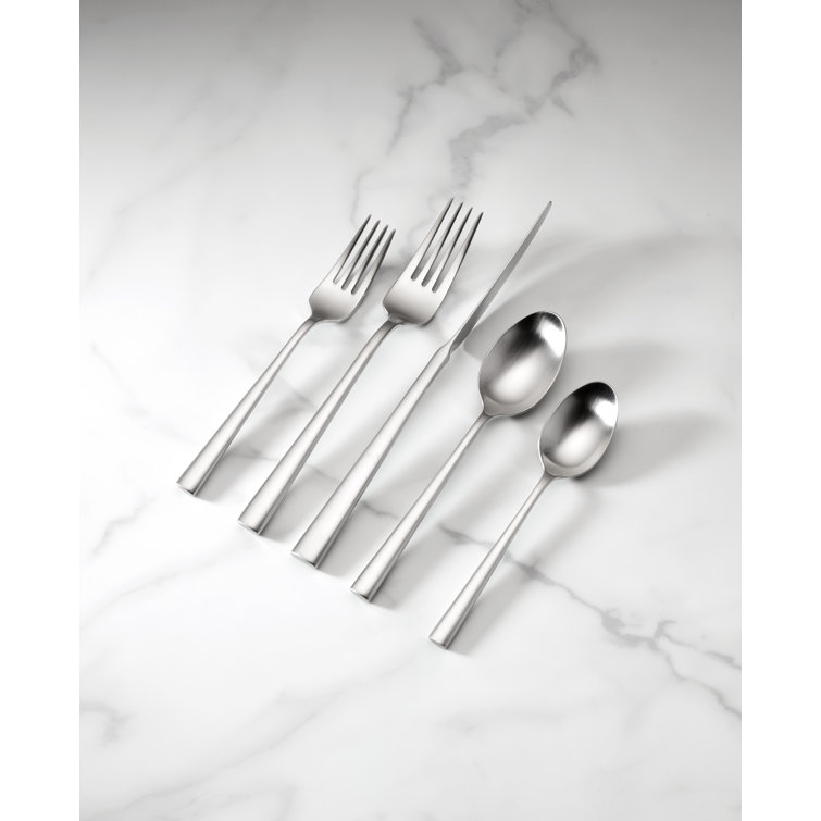 Industrial Stainless Steel 5-Piece Flatware Set in Silver