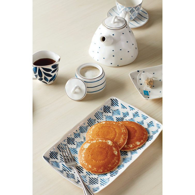 Blue and White Ceramic Rectangular Nesting Platter Set