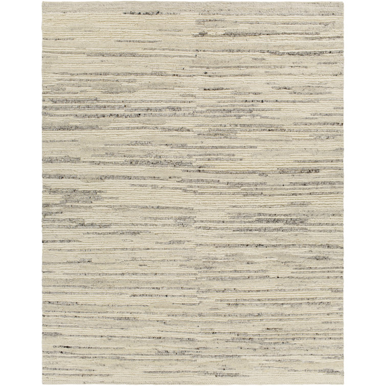 Handwoven Easy Care Gray Wool Rectangular Rug, 9' x 12'
