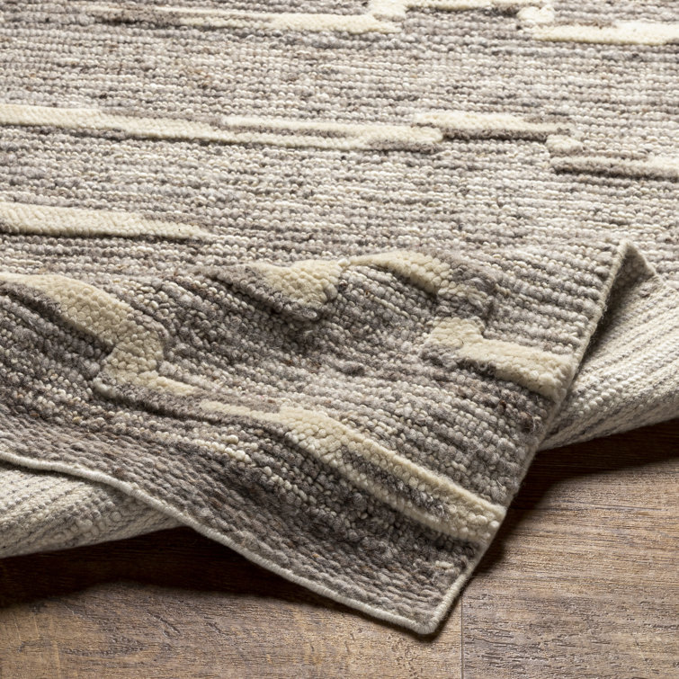 Handwoven Gray Cowhide & Wool 9' x 12' Easy Care Area Rug