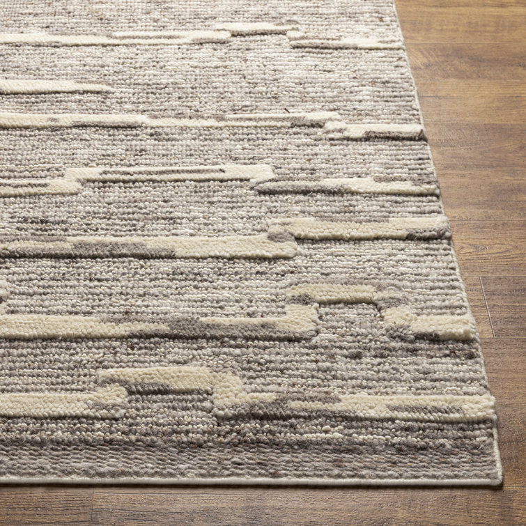 Handwoven Gray Cowhide & Wool 9' x 12' Easy Care Area Rug