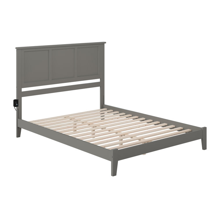 Madison Queen Walnut Upholstered Platform Bed with Storage Drawer