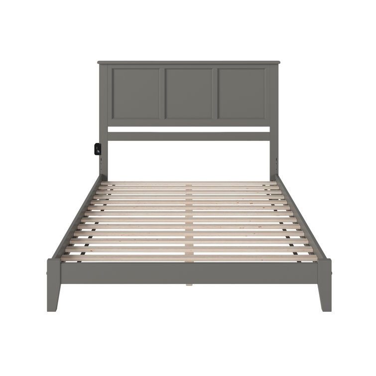 Madison Queen Walnut Upholstered Platform Bed with Storage Drawer