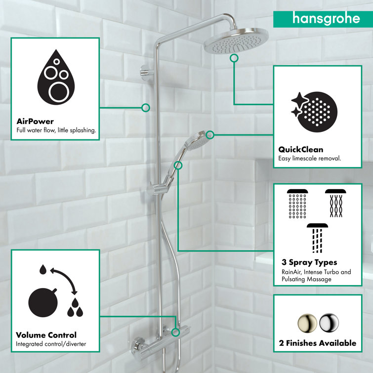 Chrome Adjustable Height Multi-Head Shower System