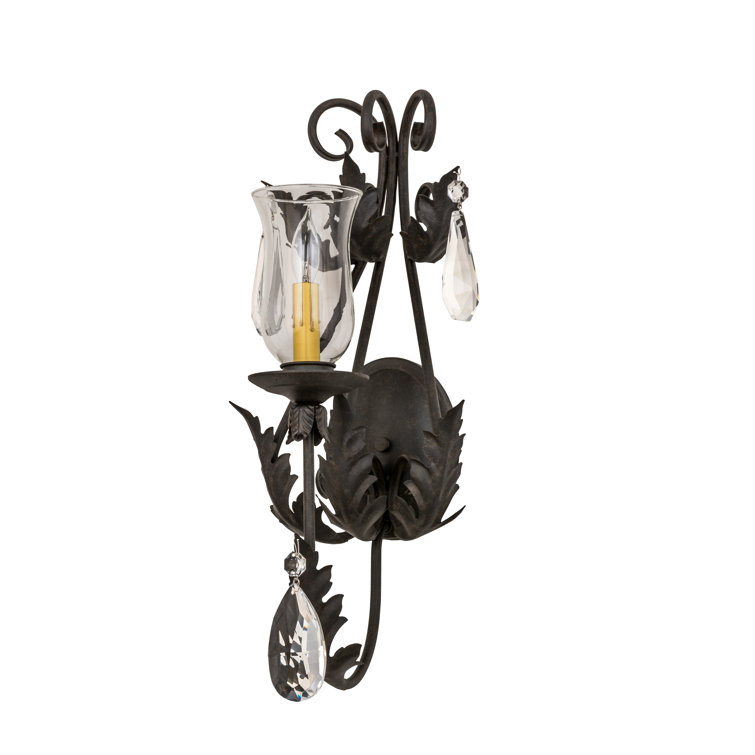Chestnut Textured Crystal Accent Wall Sconce with Glass Shade