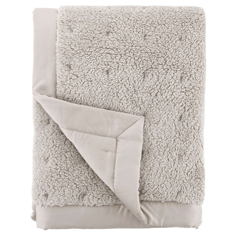 Marshmallow Grey Quilted Fleece Reversible Handmade Throw