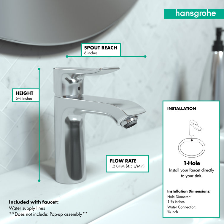 Sleek Modern Chrome Single Hole Brass Bathroom Faucet