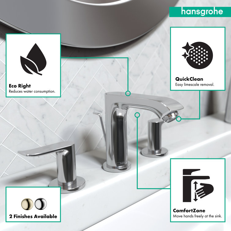 18" Chrome Brass Widespread Bathroom Faucet with Dual Handles