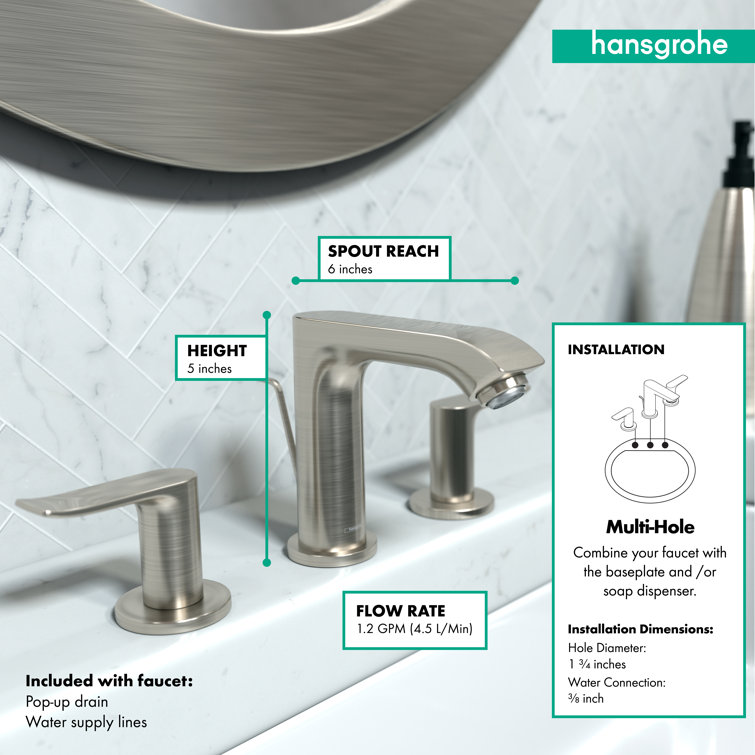 Elegant 18" Brushed Nickel Modern Bathroom Faucet