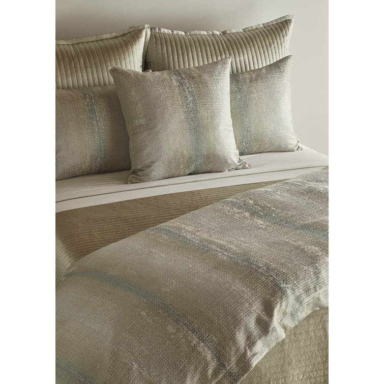 Anguilla Shimmery Silver Flecks Queen Cotton Duvet Cover - Aquamarine
