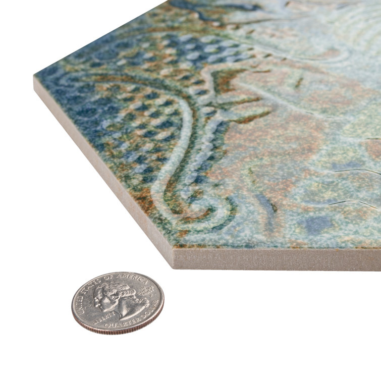 Gaudi Ocean Hexagon Porcelain Wall and Floor Tile