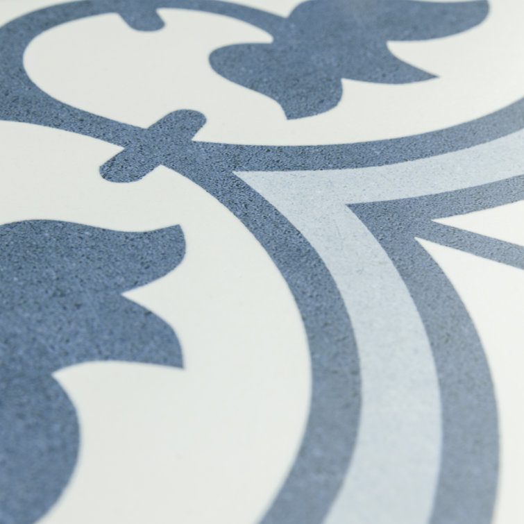 Arte 10" x 10" Blue and White Porcelain Patterned Tile