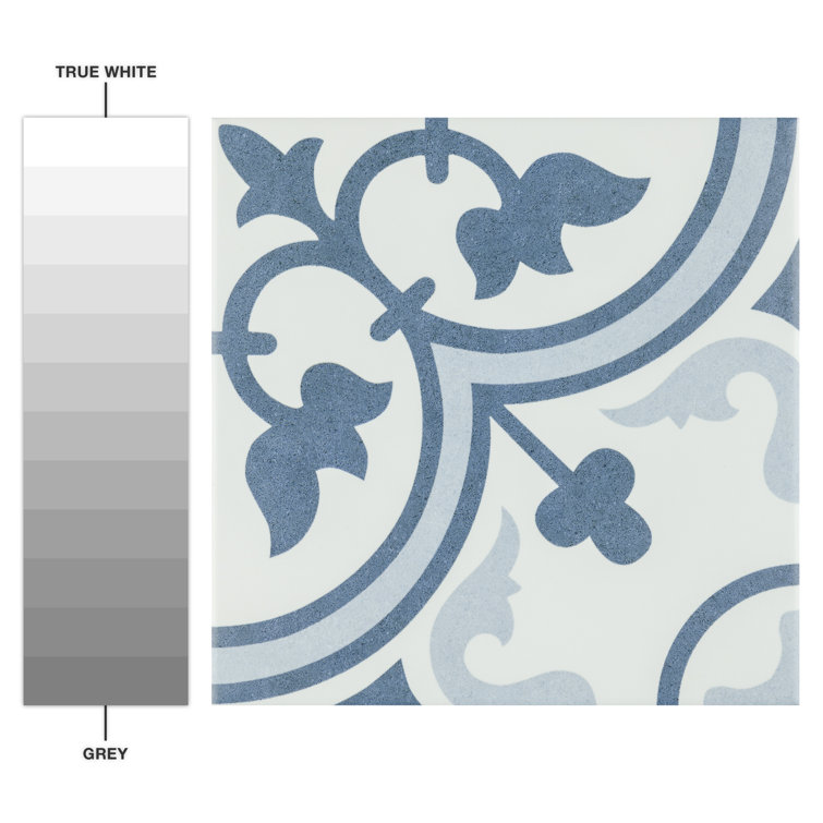 Arte 10" x 10" Blue and White Porcelain Patterned Tile