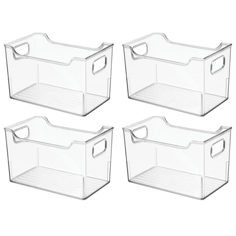 Clear Cube Lidded Office Organizer Bin with Handles 10"x12.75"