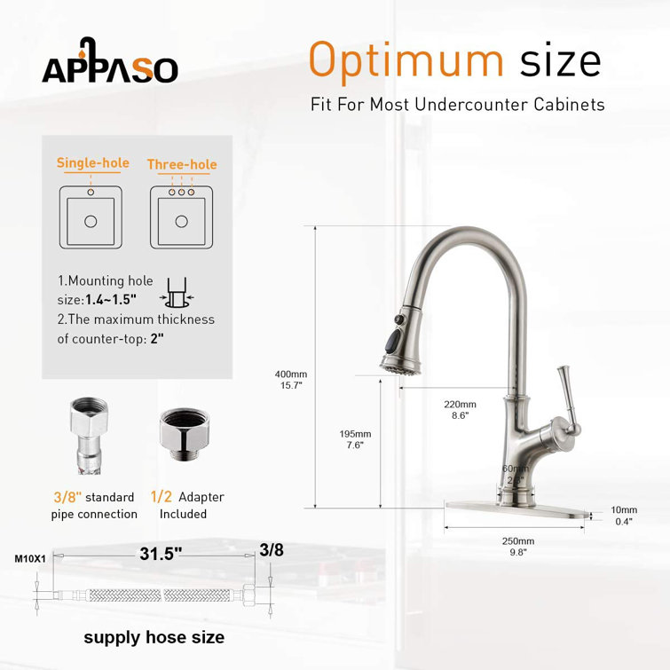 Brushed Nickel Pull Down Single Handle Kitchen Faucet with Sprayer