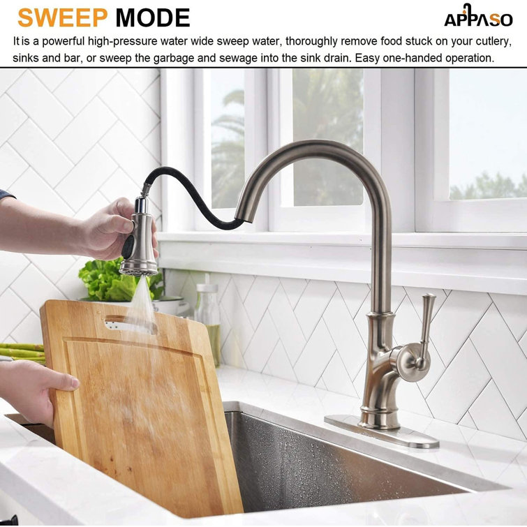 Brushed Nickel Pull Down Single Handle Kitchen Faucet with Sprayer