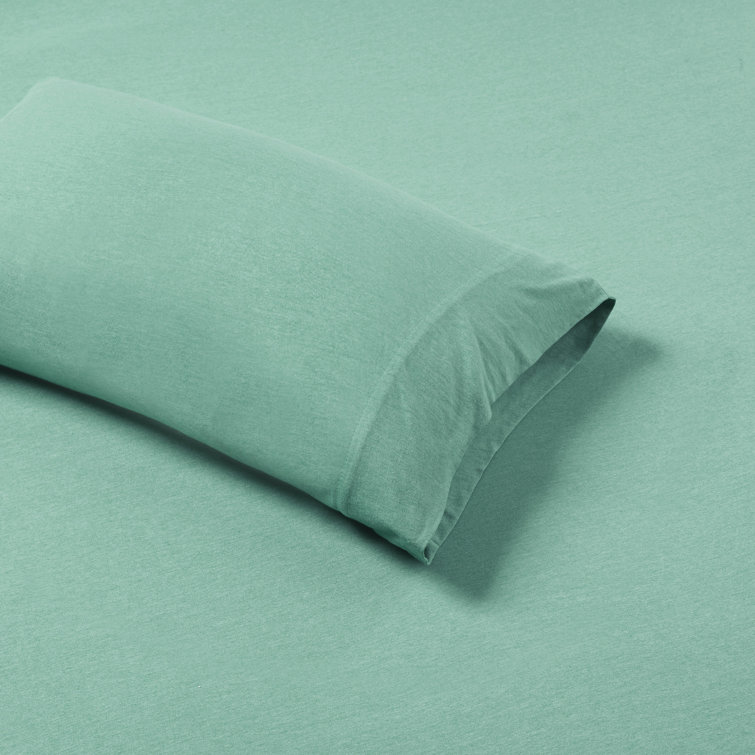 Aqua Twin Polyester Jersey Knit Sheet Set