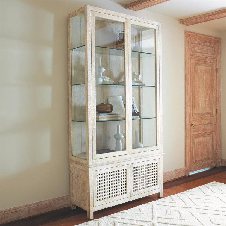 Weathered Steel Mango Wood and Glass Curio Cabinet