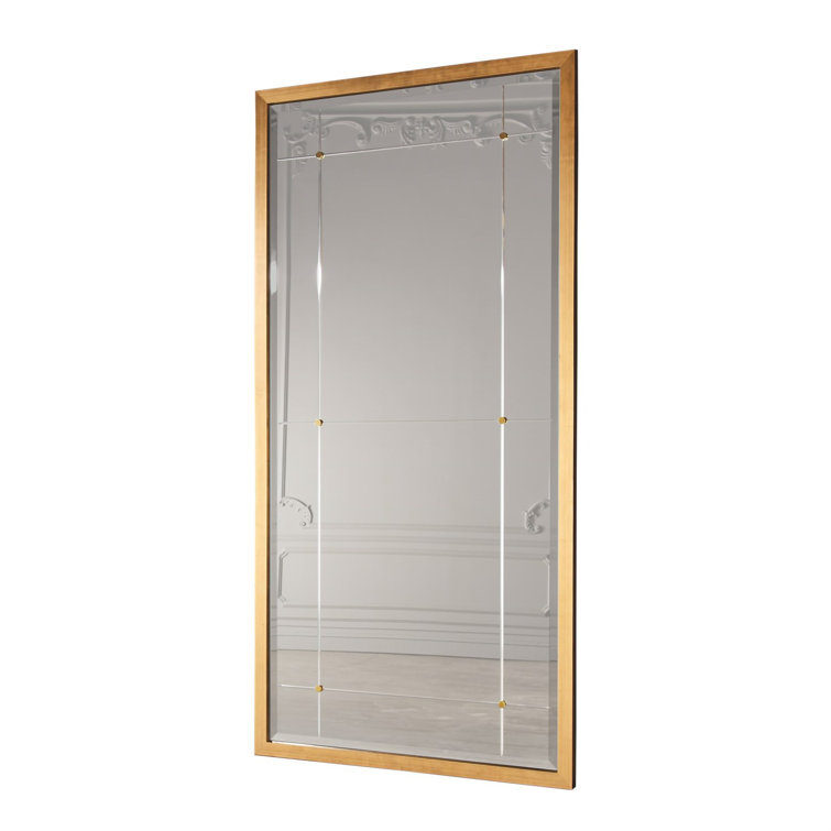 Gold Leaf Rectangular Floor Mirror with Pine Frame