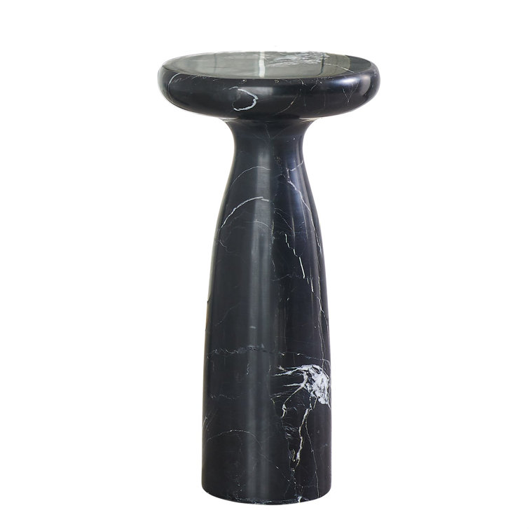 Black Marble Round Pedestal Table, 26"
