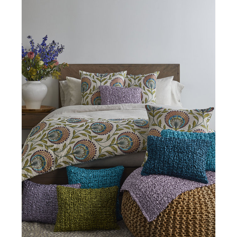 Tavus Peacock-Inspired Reversible Padded Throw 96"x50" - Green/Multi